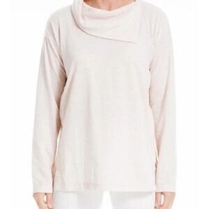 Max Studio Sweater Women's Sz S Split Neck Pullover Long Sleeve Blush Cream NWT